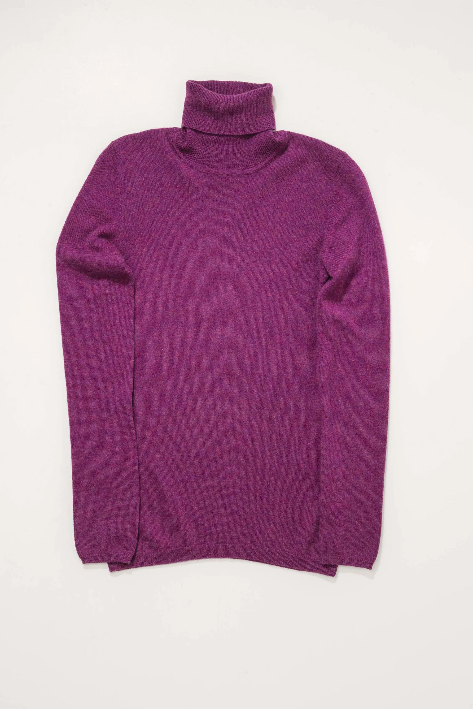 Women's Cashmere Polo Neck Jumper - Sloeberry